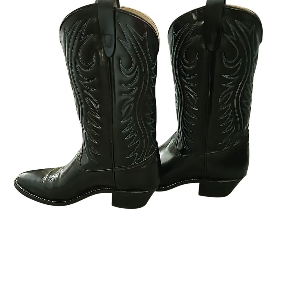 Texas All American Made USA Black Cowboy Boots Size 9 1/2 D Western